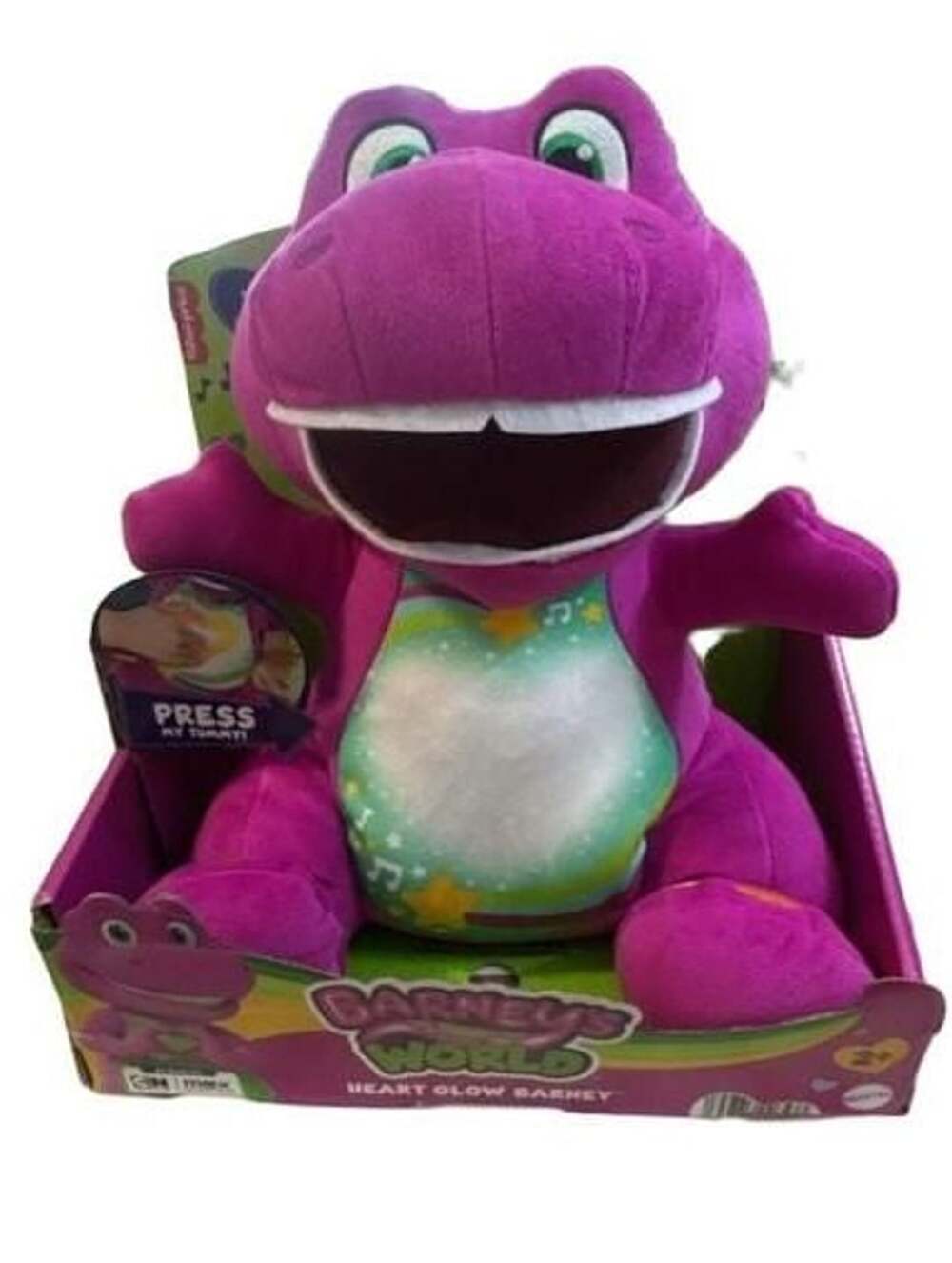 Fisher-Price Barney's World Heart Glow Barney Plush Toy with Music and Lights